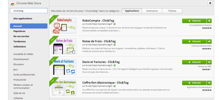 logiciels e-tag sur google chrome