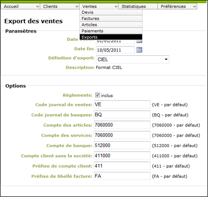 Export des écritures E-Tag